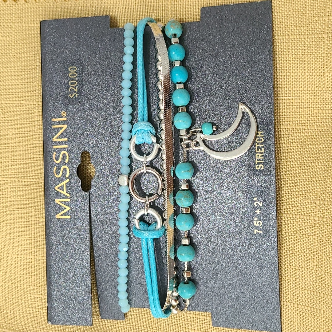 315 Massini Bracelet Set - 75 2 - Stretch - BlueSilver 10$